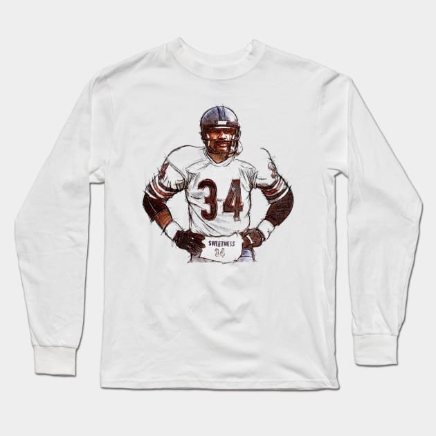 Walter Payton Chicago Sweetness Sketch Long Sleeve T-Shirt by MASTER_SHAOLIN